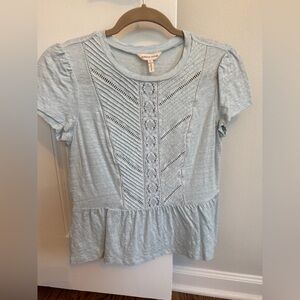 Rebecca Taylor Sky Blue Lace Detail Top